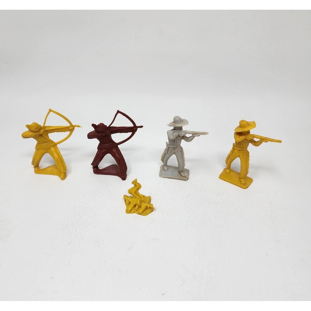 Vintage Tim Mee Toys Cowboys & Indians Lot of 4 and 1 Campfire